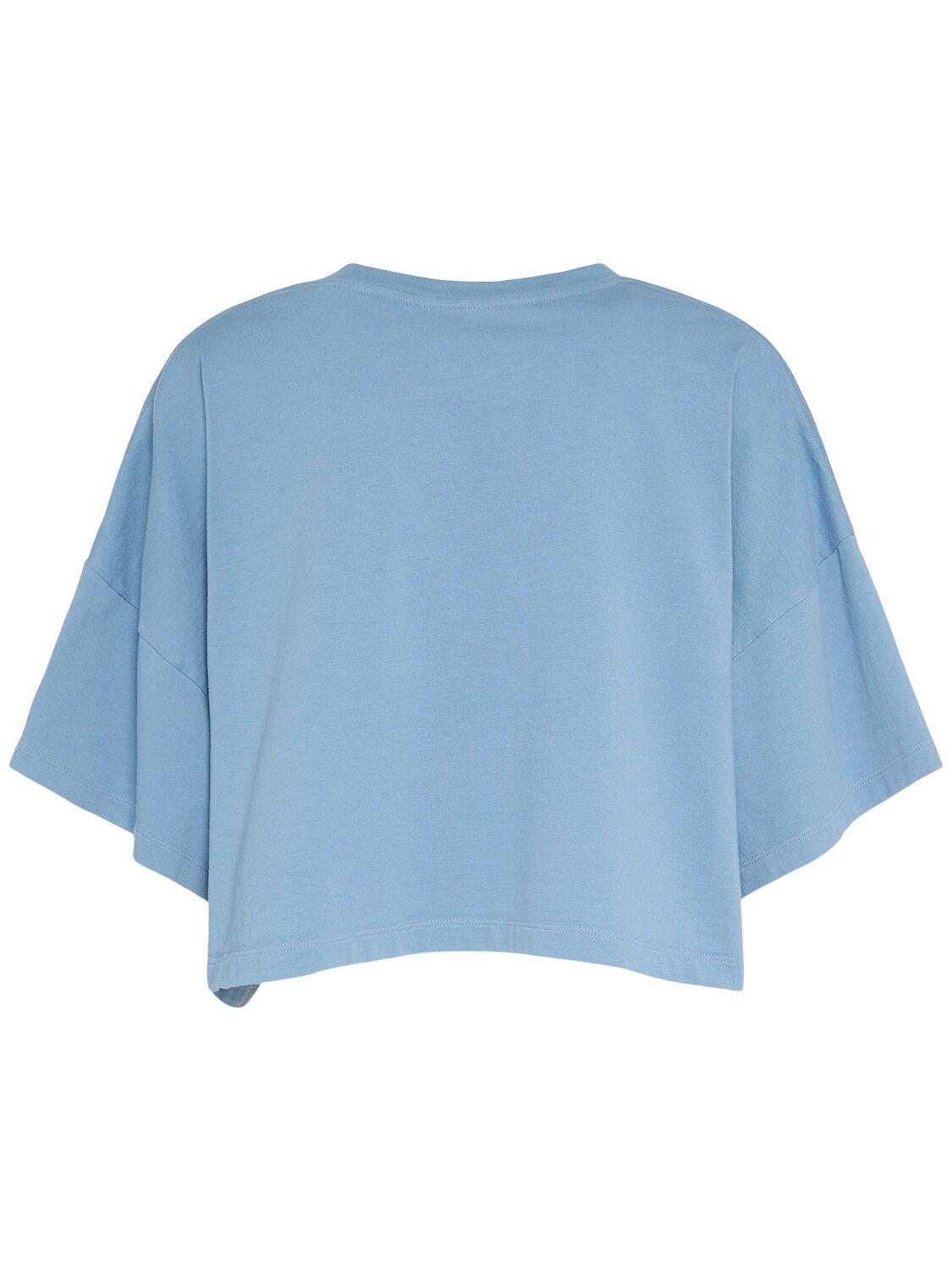 CHLOÉ Women Light Blue Jersey Cropped Logo T-shirt Product Image
