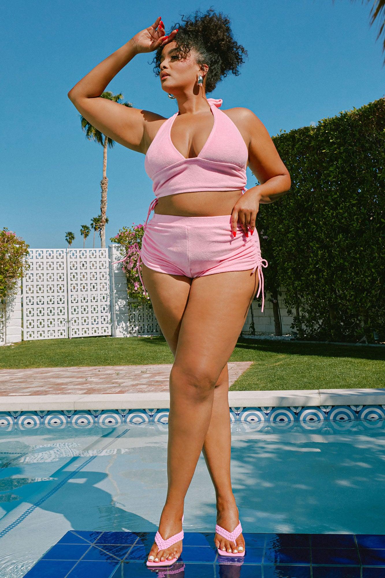 Sabrina Halter Terry 2 Piece Bikini - Pink Product Image