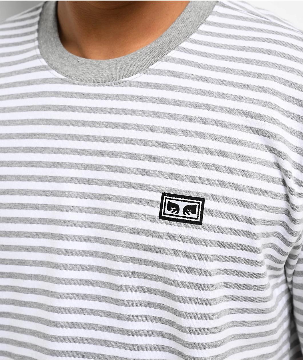 Obey Est. Work Eyes Ash Grey Stripe T-Shirt Product Image