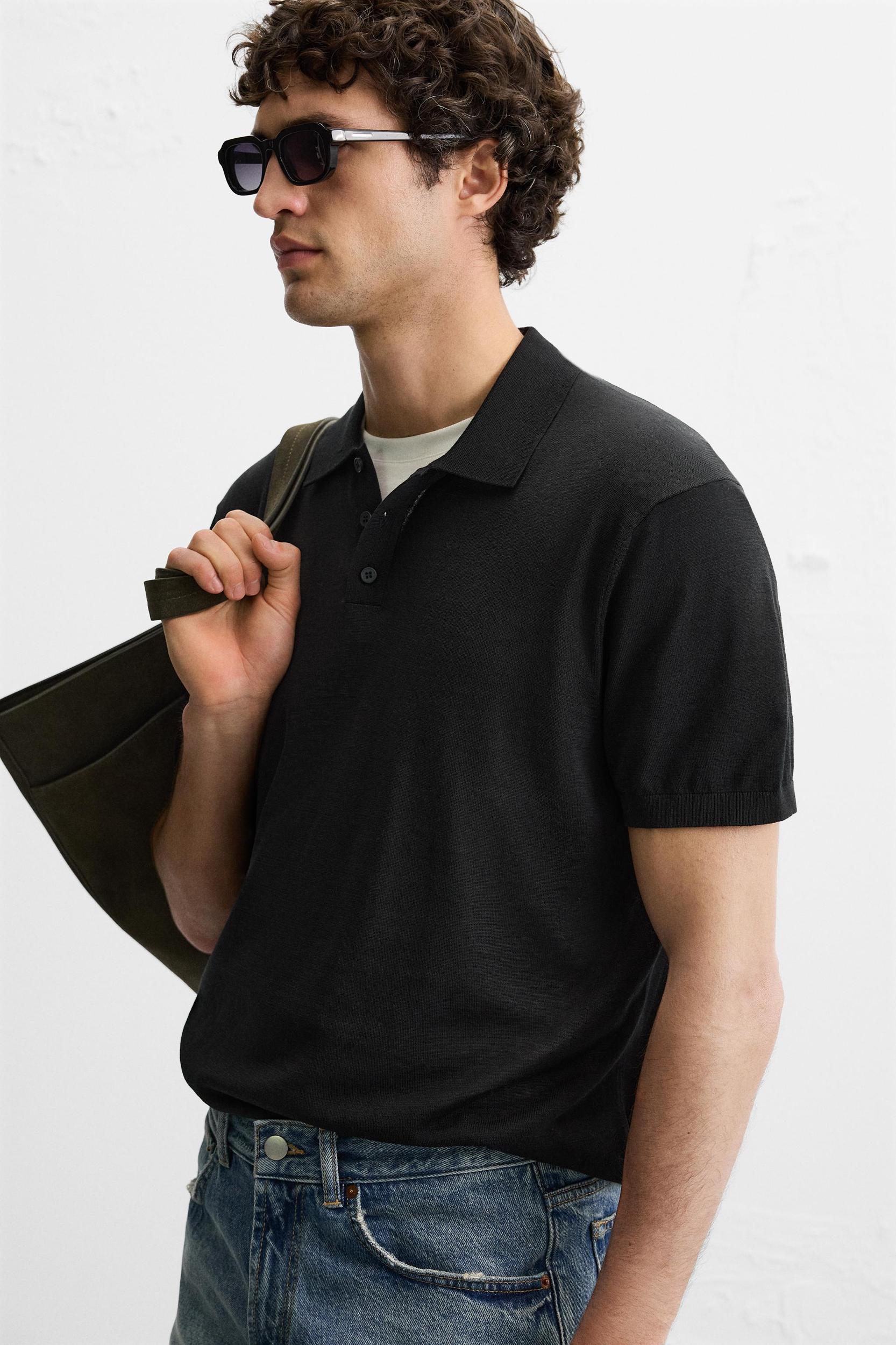 COTTON - SILK BLEND KNIT POLO Product Image