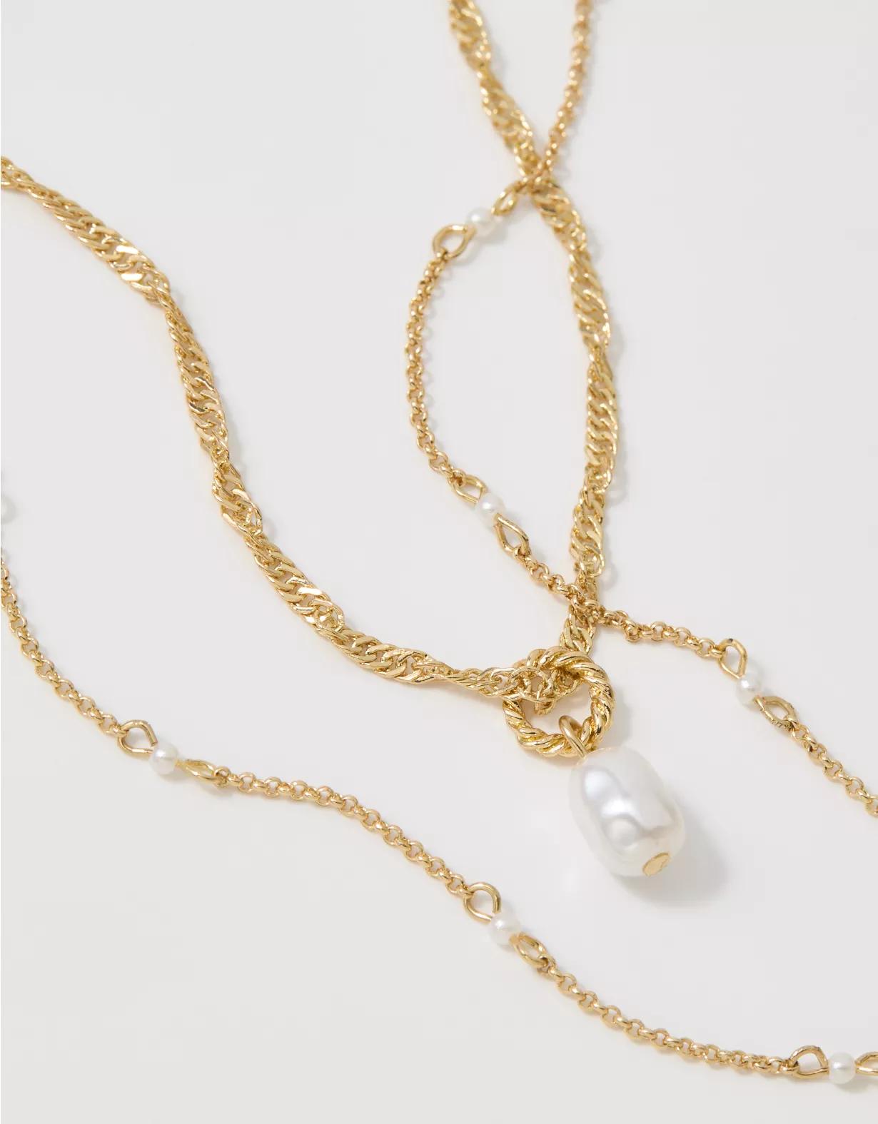 Aerie Twist Chain Pearl Necklace Product Image