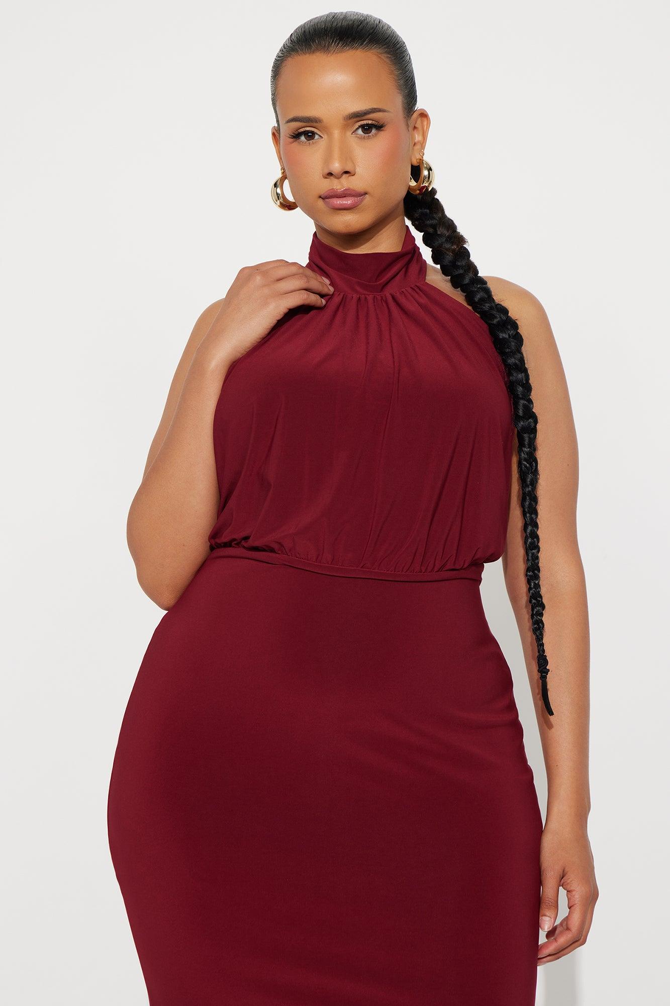 Leia Backless Maxi Dress - Burgundy Female Product Image