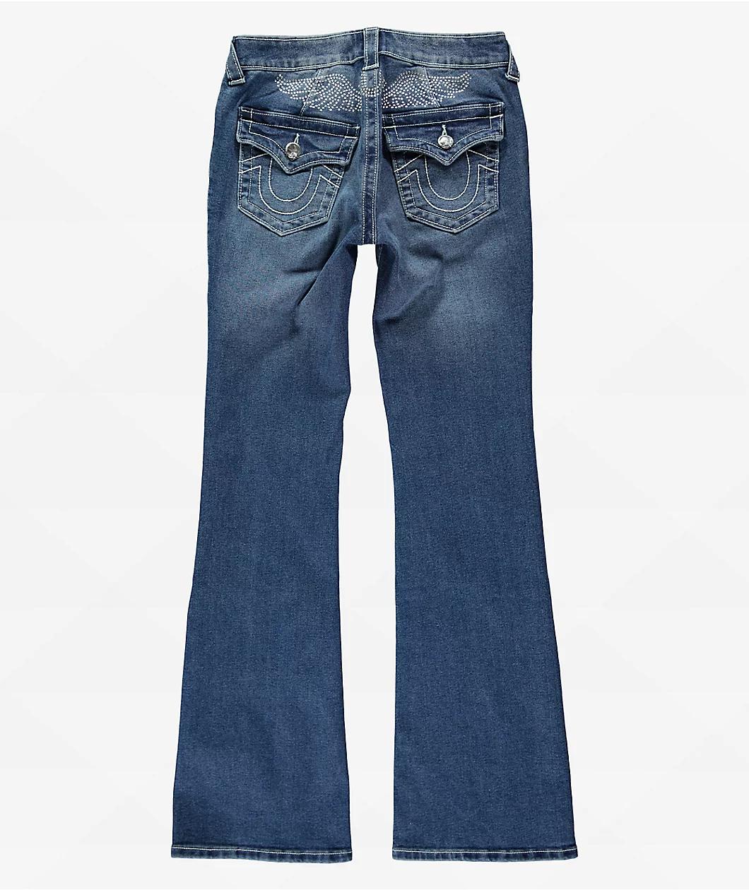 True Religion Becca Crystal Wing Marina Mid Rise Bootcut Jeans Product Image