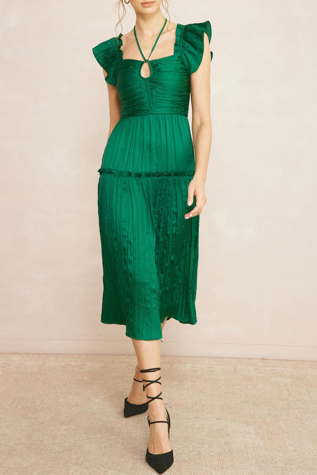 Ruffled Halter Midi Dress Product Image