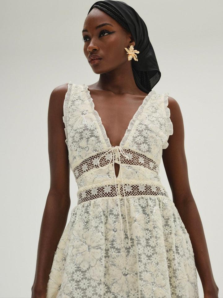 Snowflake Daisy Midi Dress — Ivory Product Image