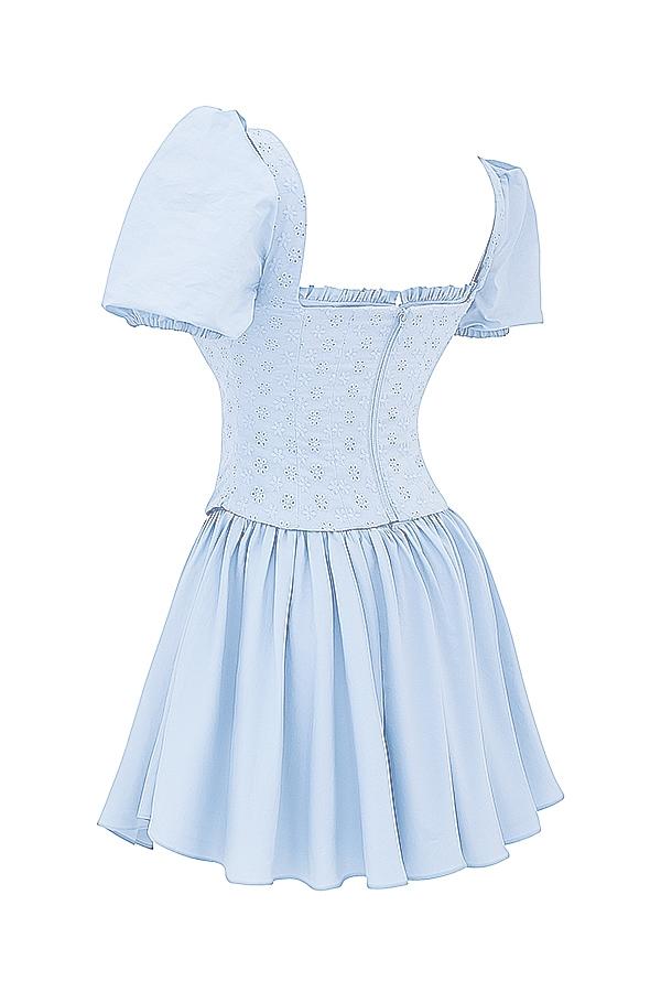 Maribel  soft blue broderie corset mini dress - sale Product Image
