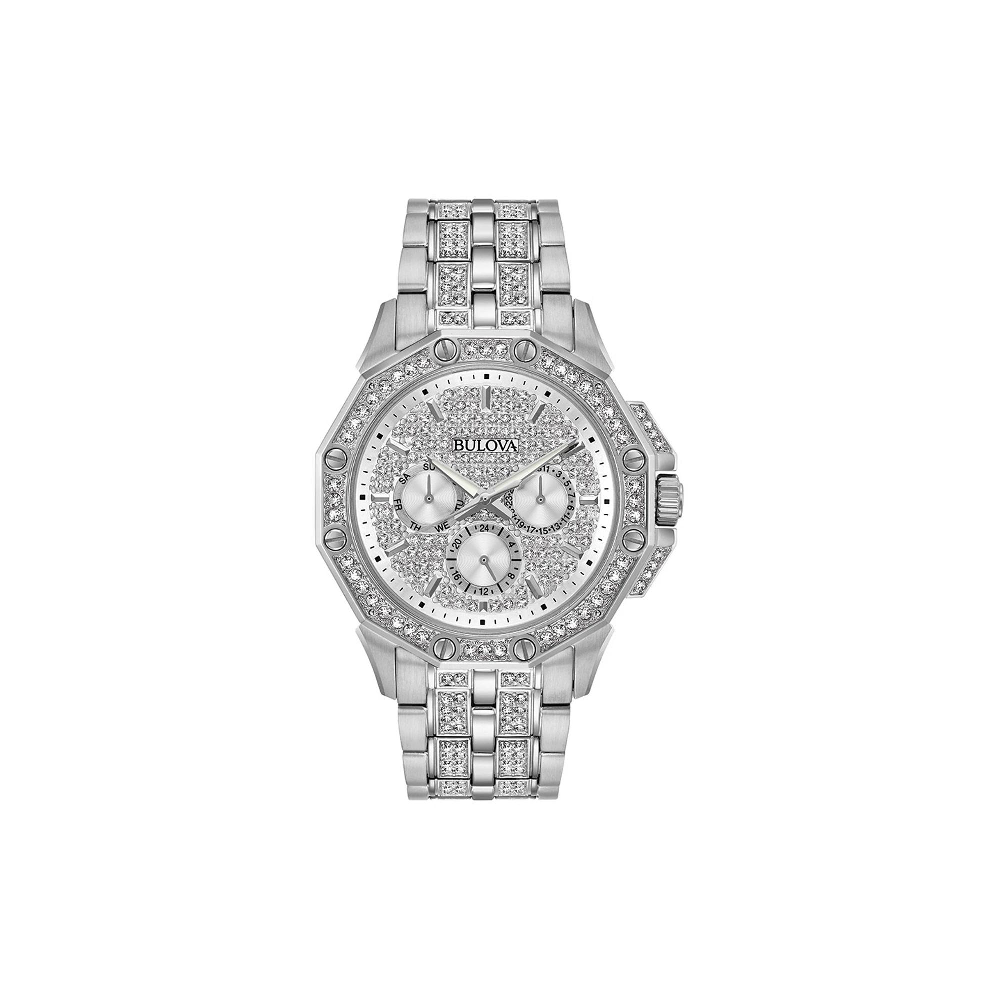 Bulova Mens Octava Crystal Stainless Steel Watch - 96C134, Silver Tone Product Image
