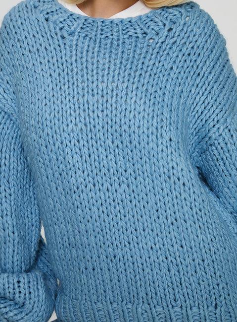 Arrowtown Hand Knit Sweater Blue Product Image