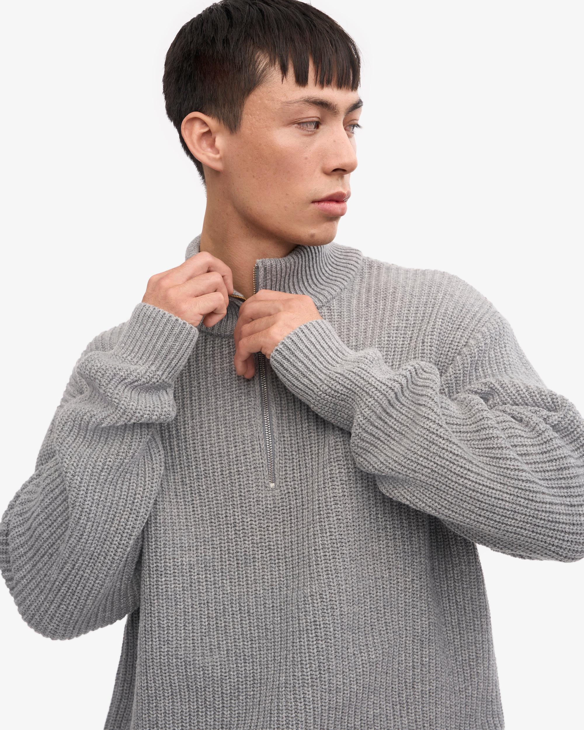 Merino Quarter Zip - Heather Grey Product Image