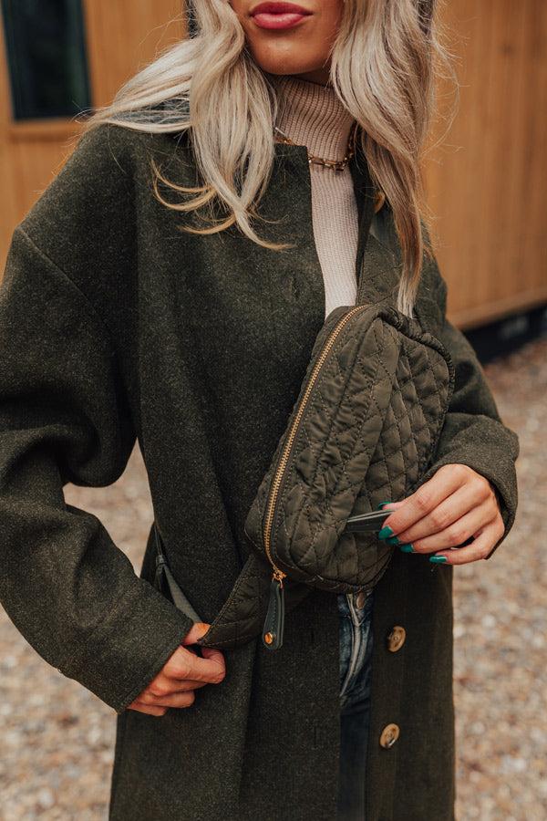 Clean Slate Quilted Fanny Pack In Army Green Product Image