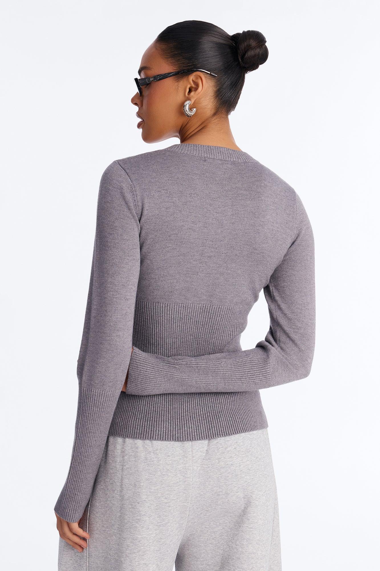 On A Daily Crew Neck Cardigan - Grey Female Product Image