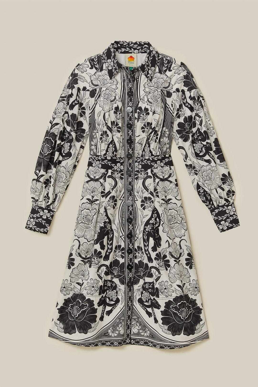 Off-White Flower Leopards Collared Midi Dress Product Image