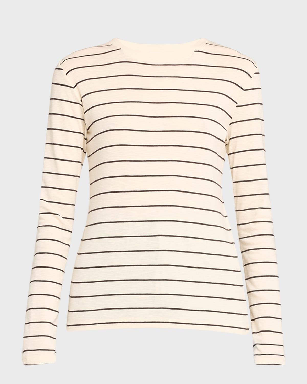 Womens Striped Cotton-Blend Crewneck Long-Sleeve T-Shirt Product Image