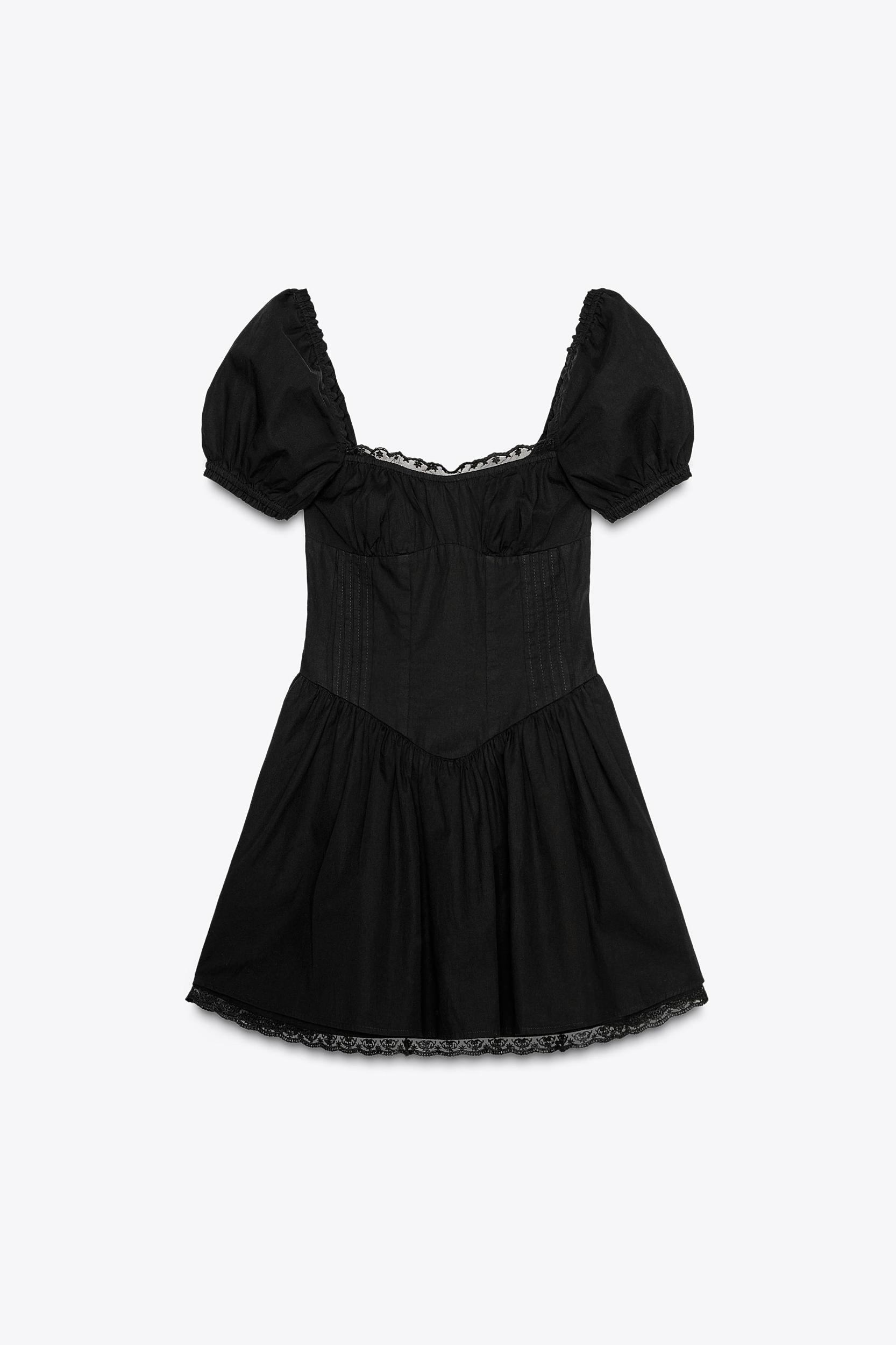 SHORT POPLIN LACE DRESS Product Image