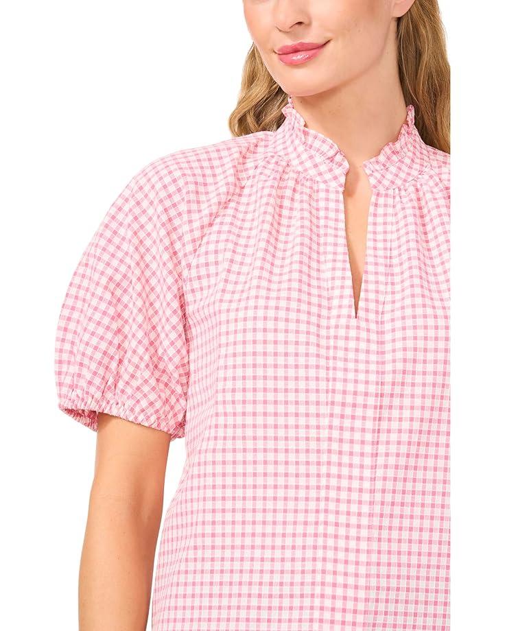 Shoulder Smocking Ruffle Sleeve Tie Top Product Image