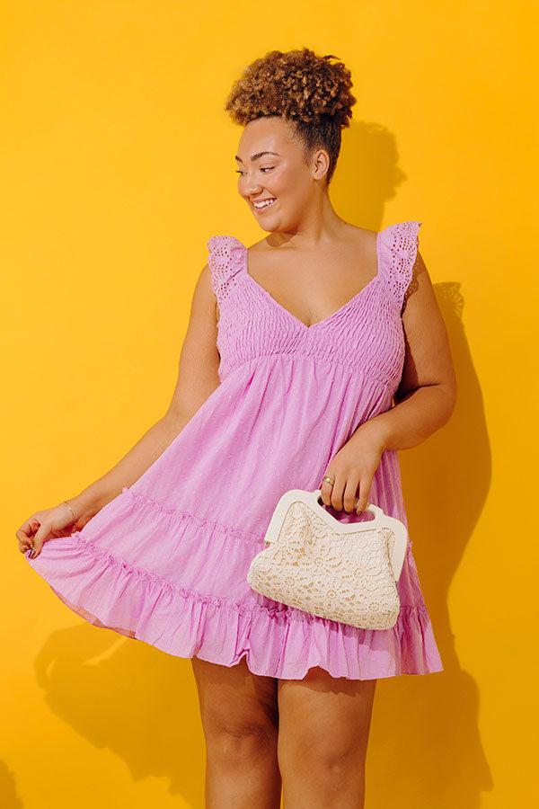 Sweetly Styled Smocked Tiered Mini Dress In Dusty Purple Curves Product Image