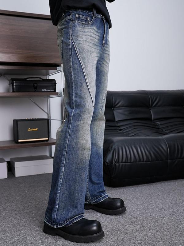 Men's Vintage Washed Flare Slim Jeans Product Image