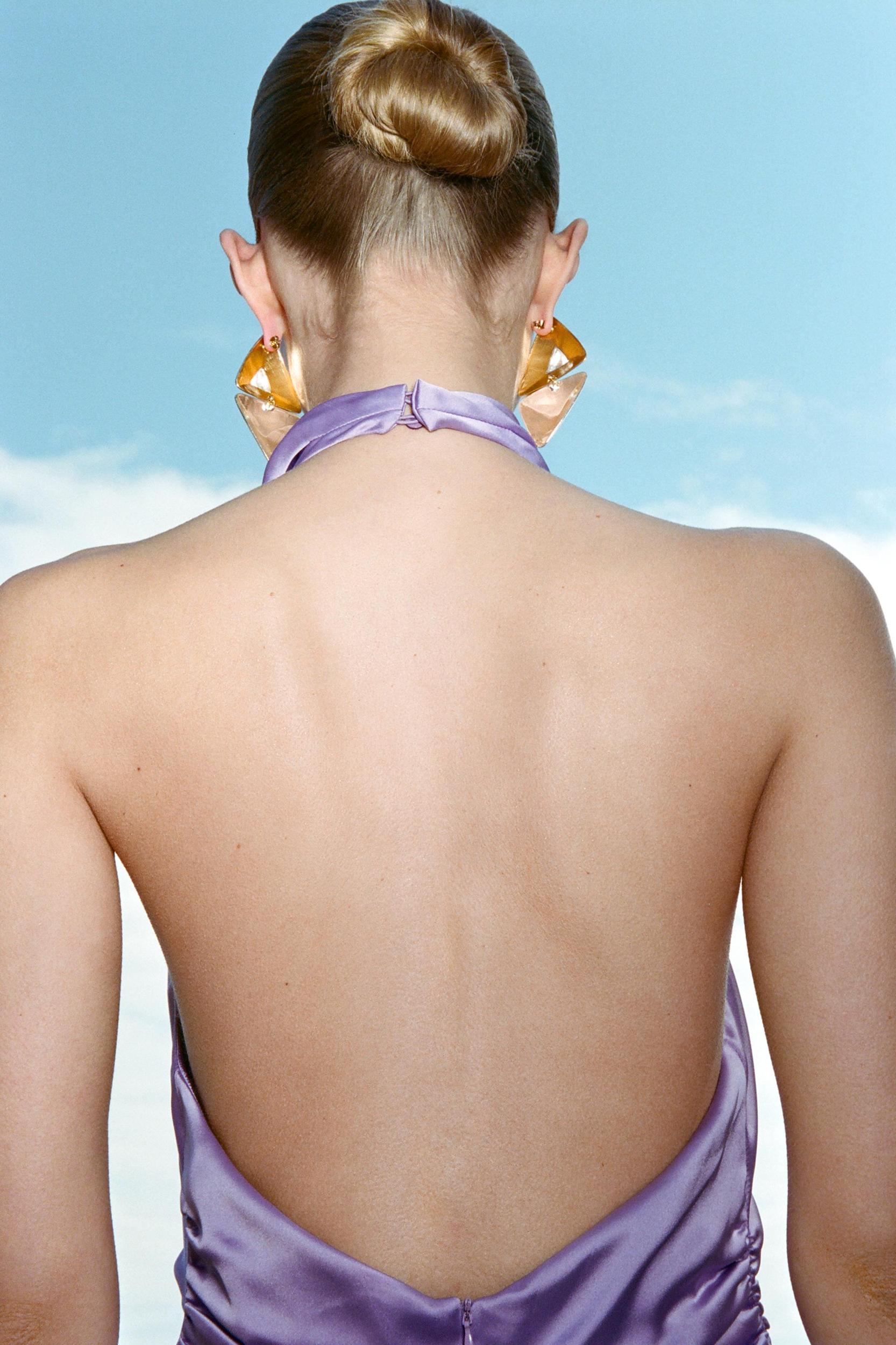 SATIN EFFECT HALTER JUMPSUIT Product Image