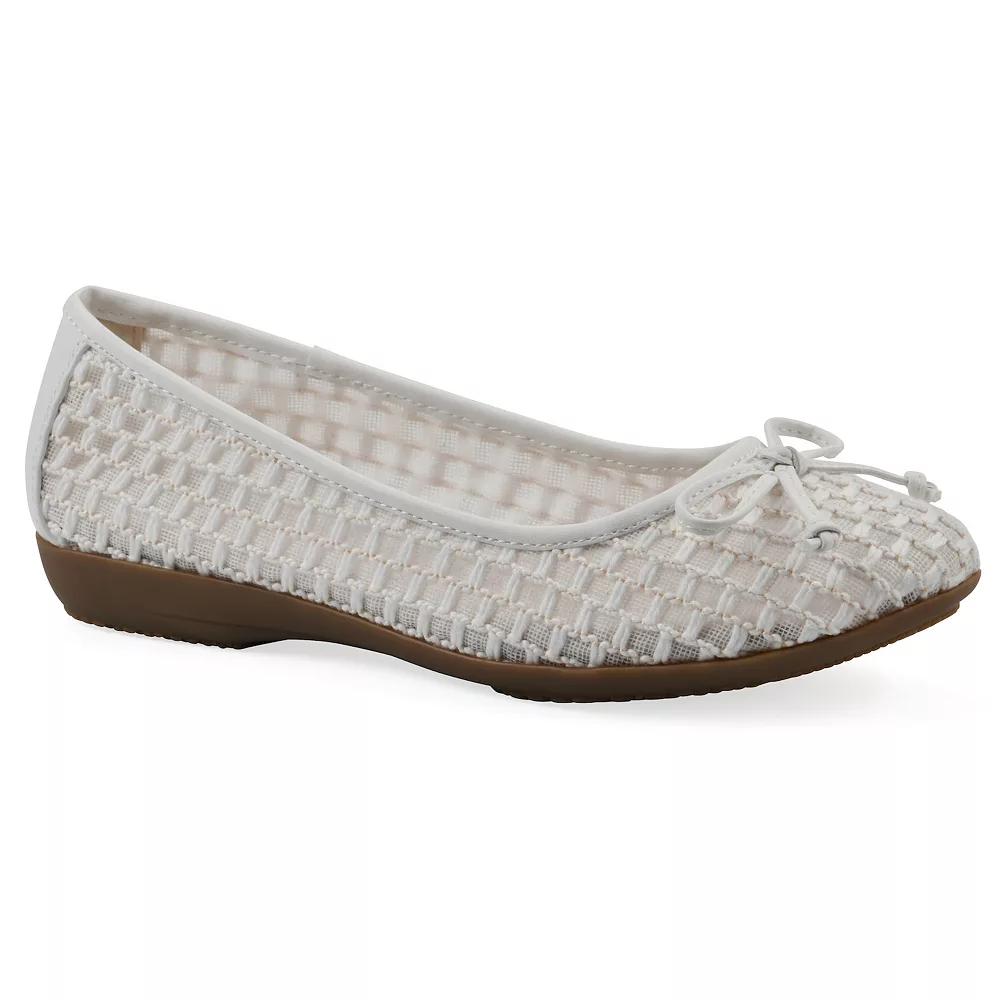 Cliffs by White Mountain Chelcy Women's Ballet Flats, Size: 9.5, White Mesh Fabric Product Image