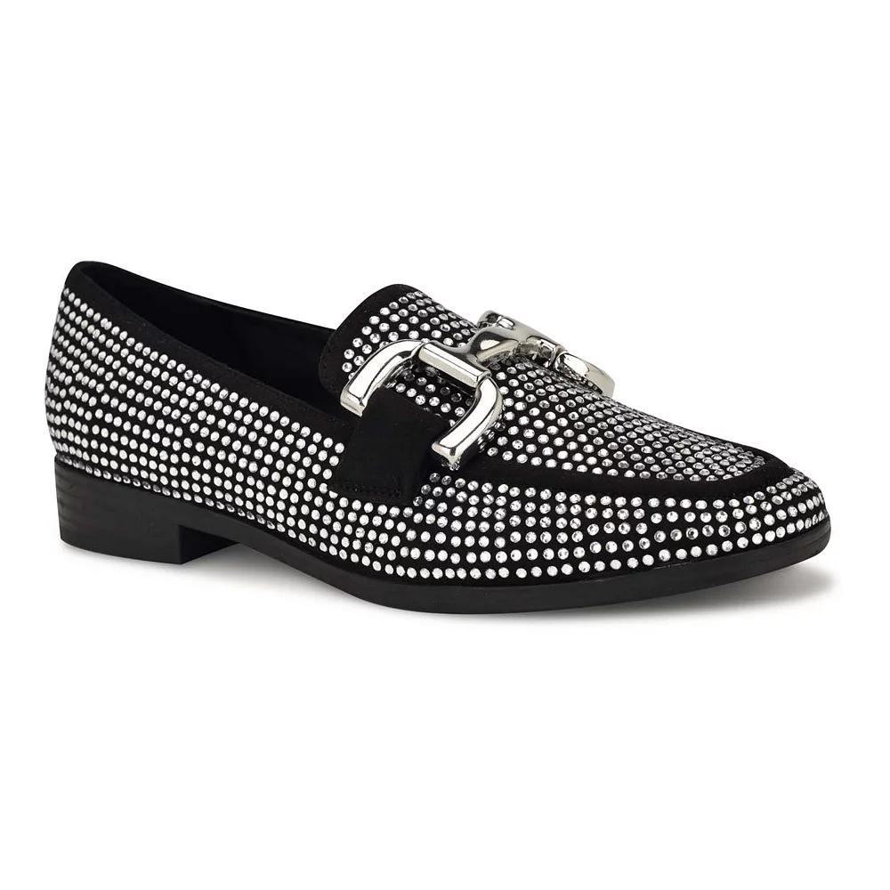 Nine West Lilmas Embellished Women's Slip-On Dress Flat Loafers, Size: 7.5, Black Product Image