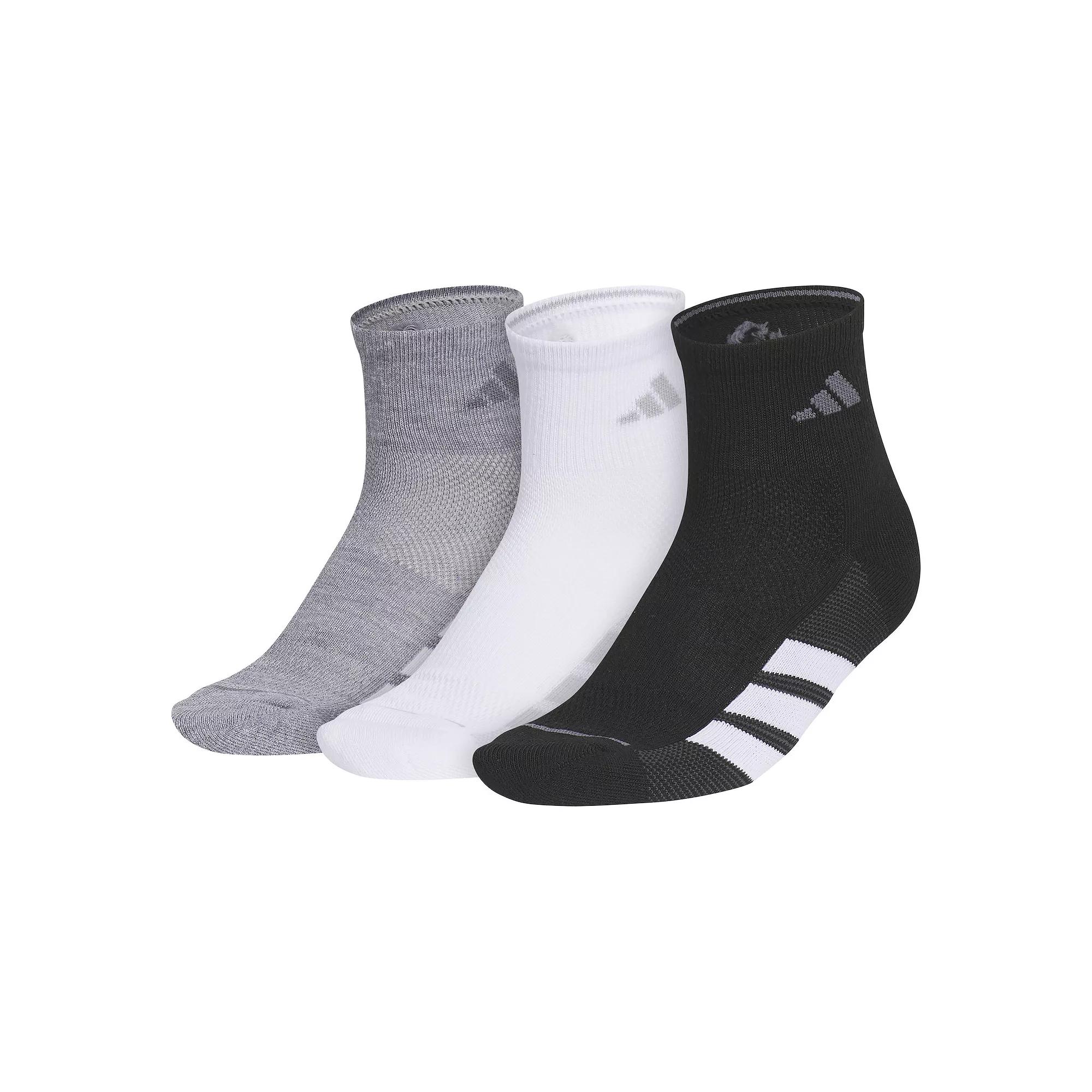 Women's adidas All Day Training Quarter Socks 3-Pair Pack, Size: 5-10, Grey White Black Product Image