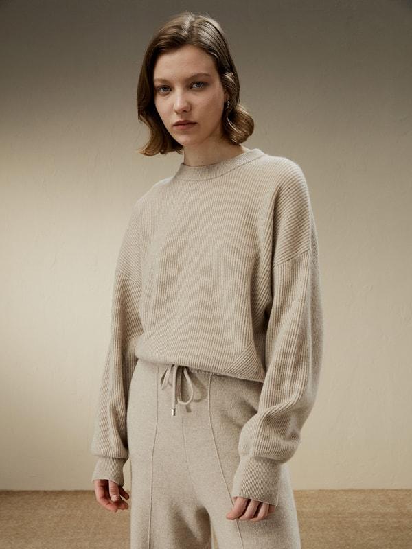 LILYSILK Women Cashmere Sweatshirt Womens - White 100% Cashmere - Comfort Round Neck Sweater XL Product Image