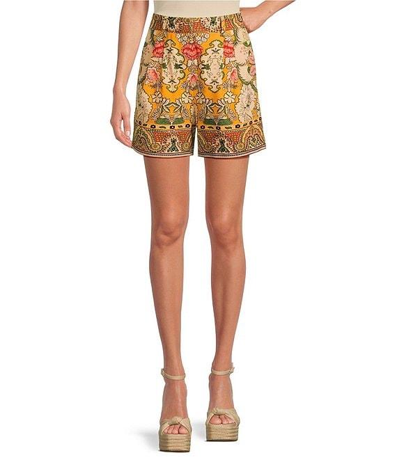 A Loves A Woven Floral Print Linen Blend High Rise Pleated Front Trouser Coordinating Shorts Product Image