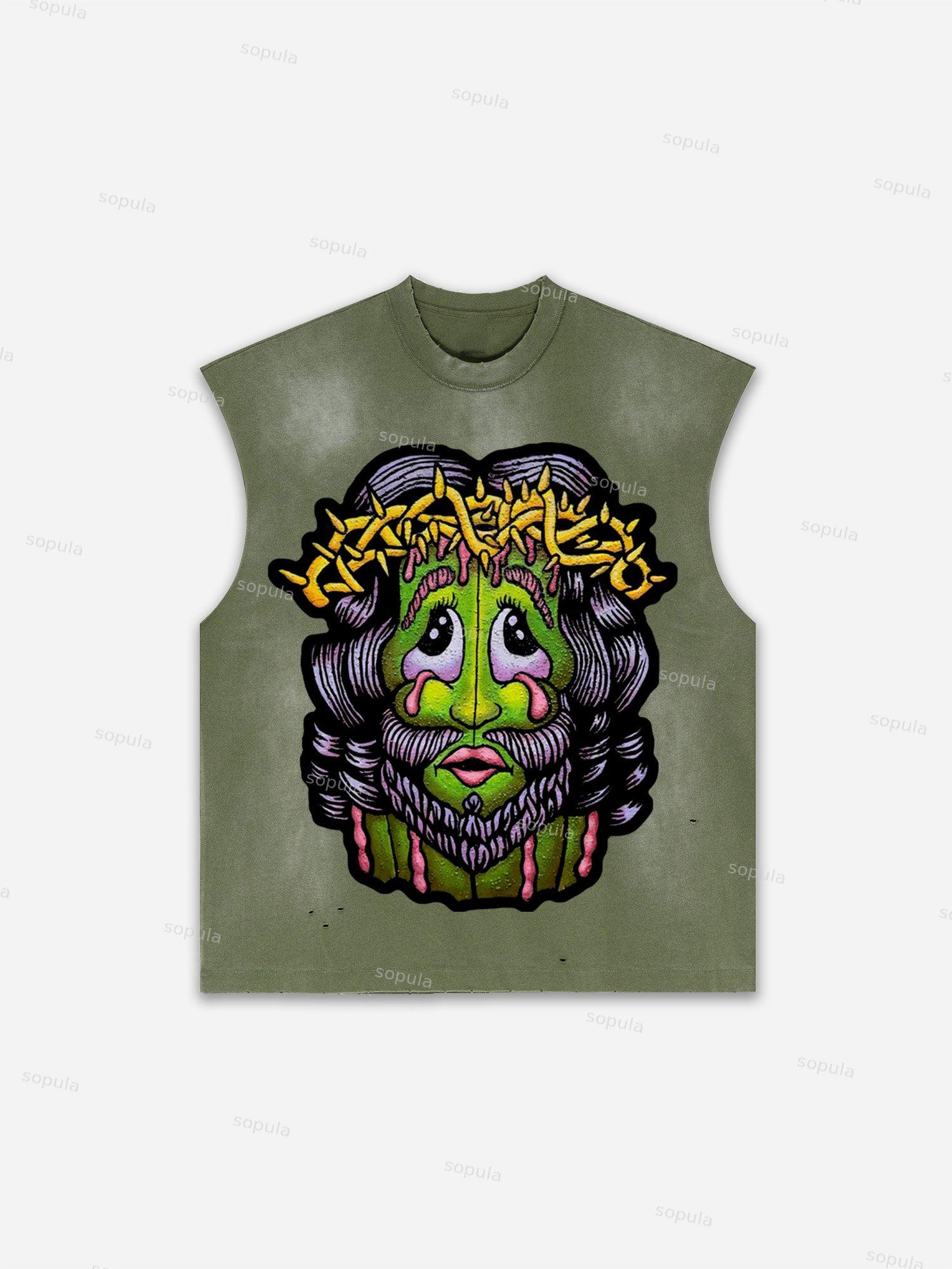 Western Eagle Graphic Men's Washed Tank Top Sleeveless Shirts Product Image