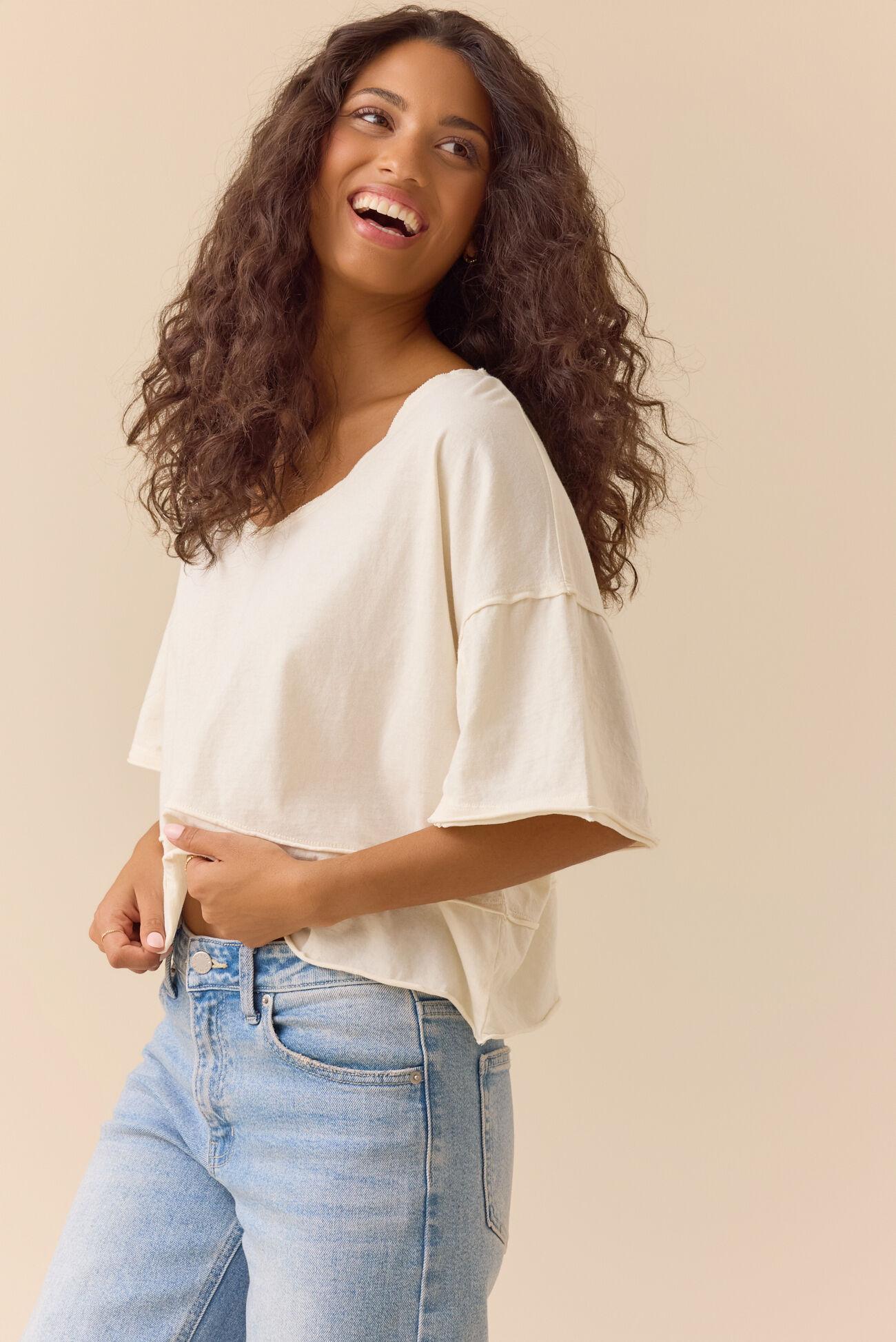 Cassandra V-Neck Boxy Tee Product Image