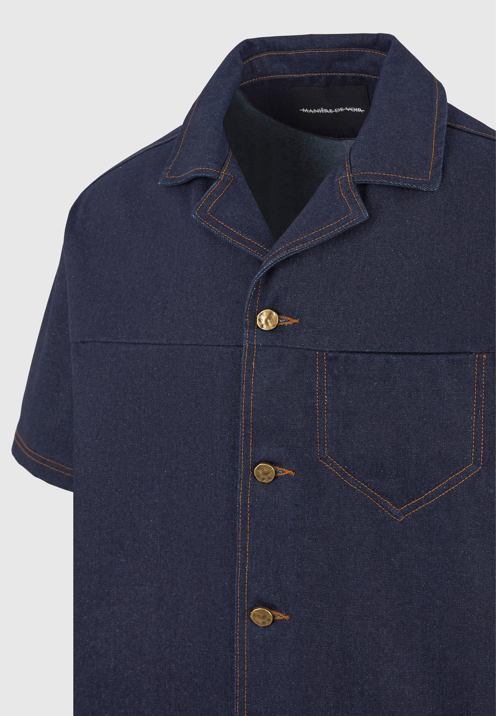Carl - Boxy Denim Revere Shirt - Indigo Male Product Image