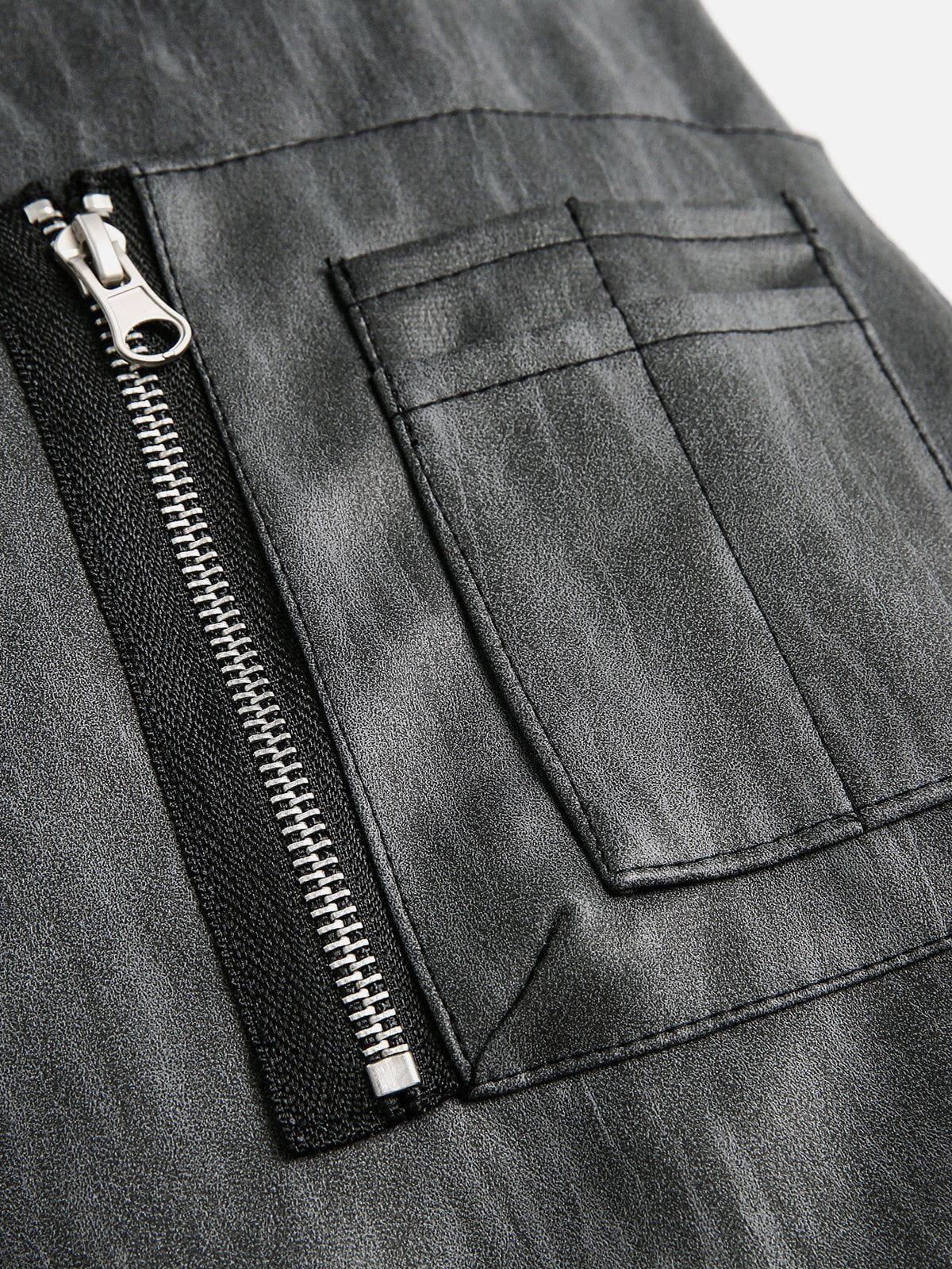 Aelfric Eden Two Layer Faux Leather Bomber Jacket Product Image