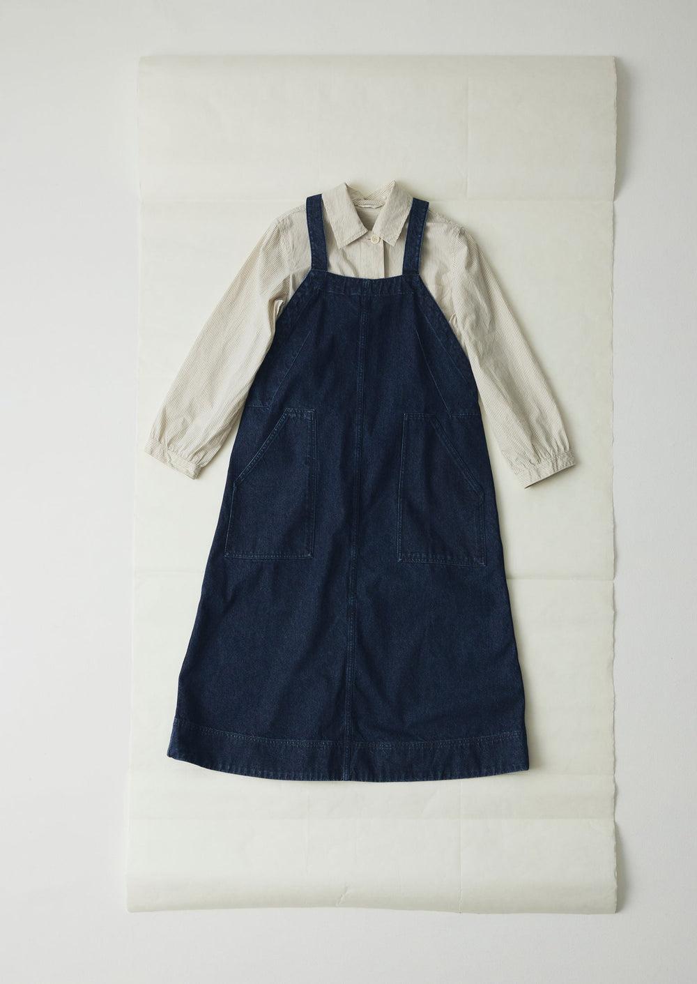 Patch Pocket Denim Dungaree Dress | Indigo Product Image