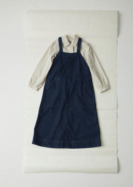 Patch Pocket Denim Dungaree Dress | Indigo Product Image