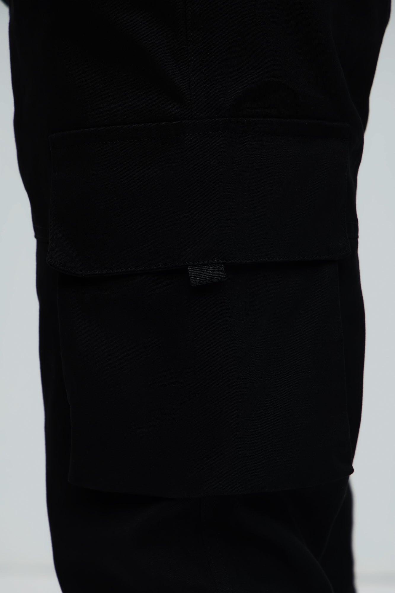 Straight Cargo Ankle Zipper Pants - Black Male Product Image