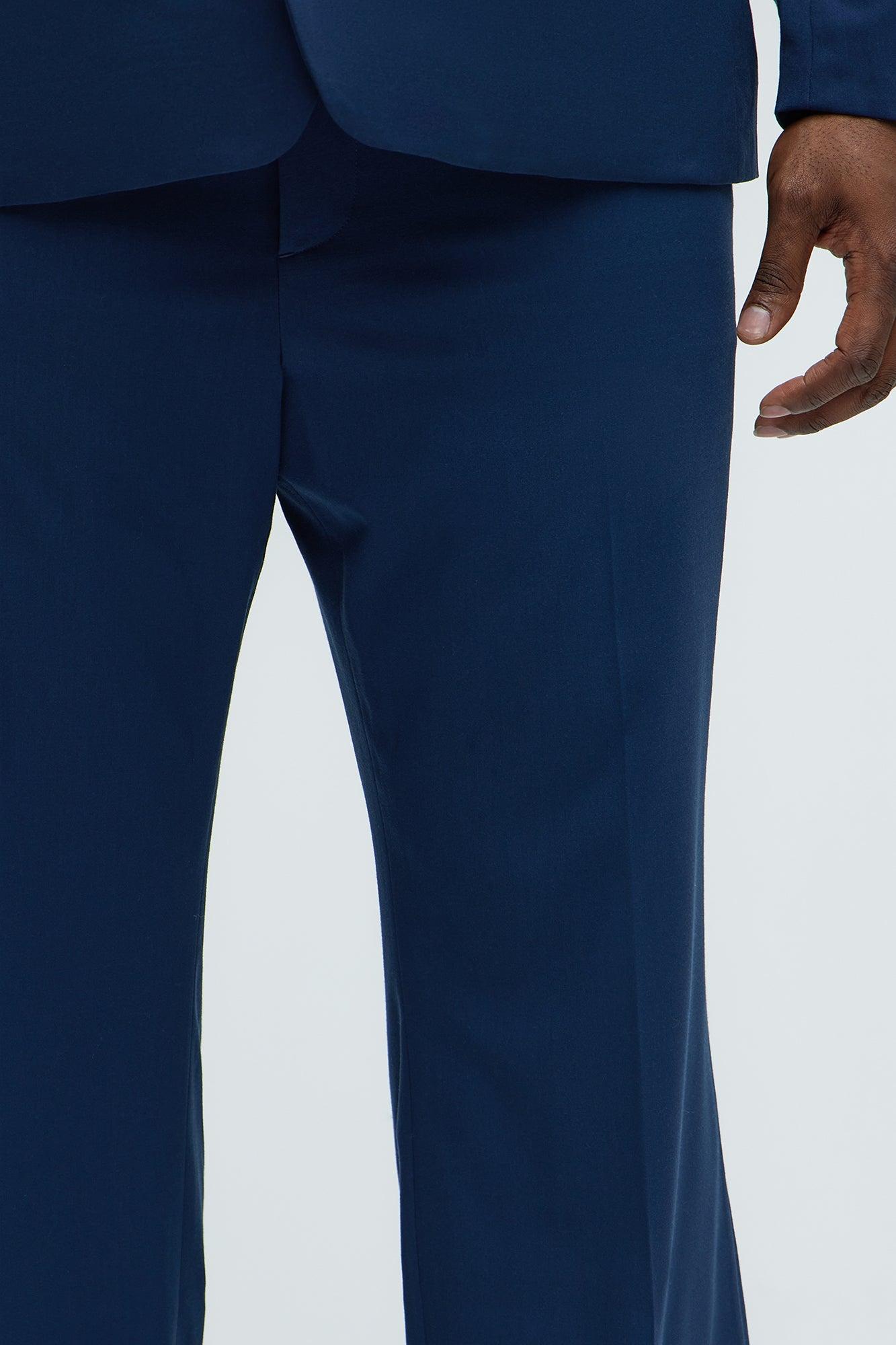 Modern Stretch Straight Trousers - Navy Product Image