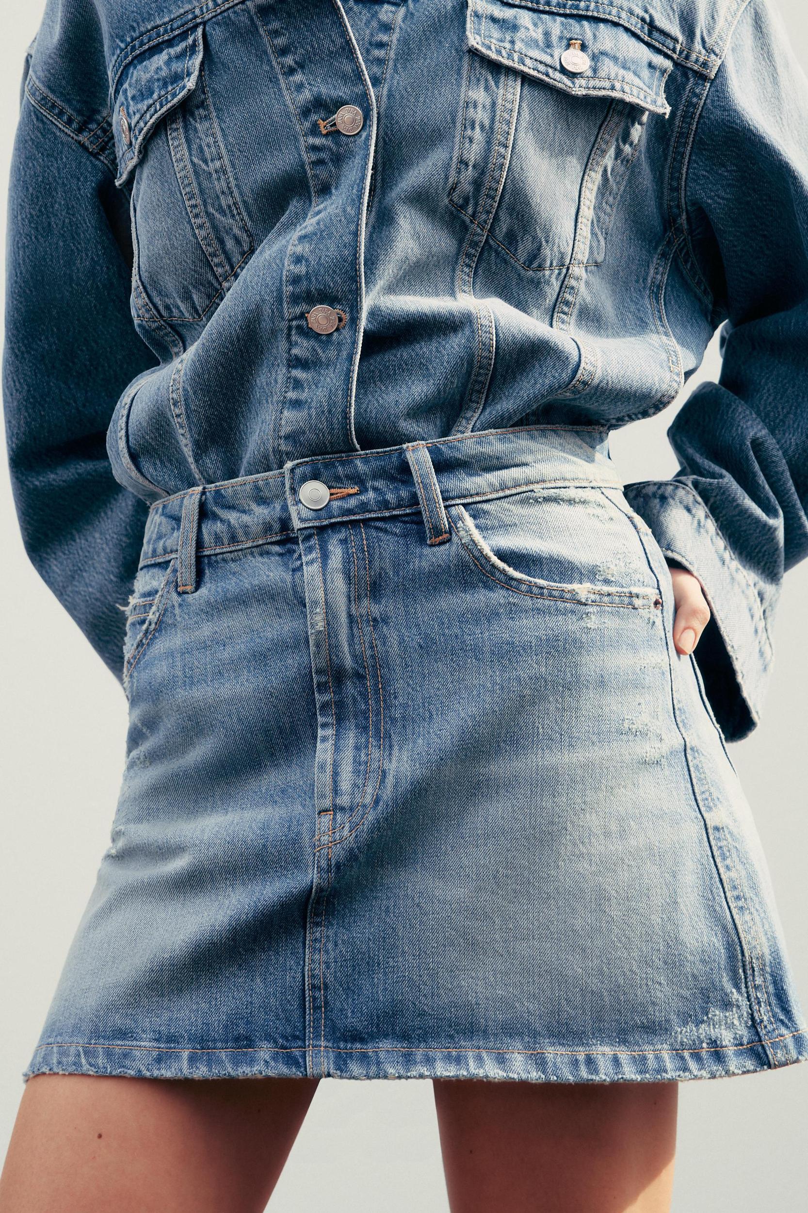 RIPPED TRF DENIM SKIRT Product Image