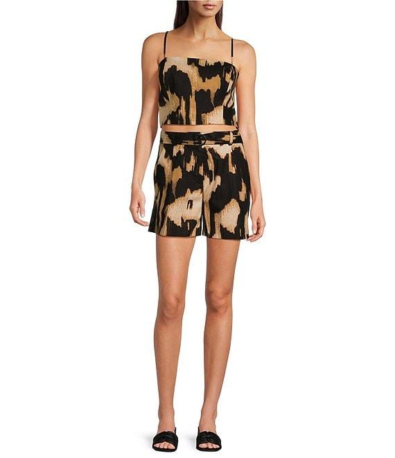 Le' AL.X Coordinating High Rise Belted Printed Pocketed Trouser Shorts Product Image