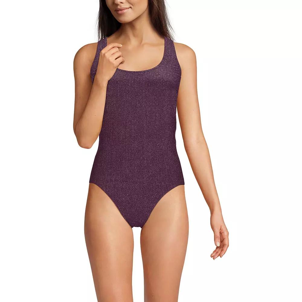 Women's Lands' End Tugless Shine One-Piece Swimsuit,  Product Image