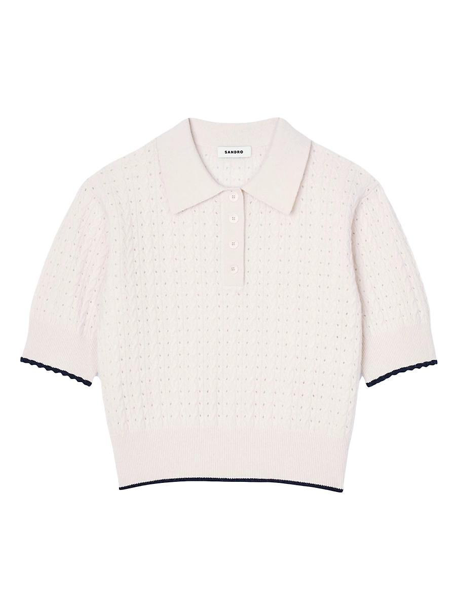 Womens Contrasting Piping Cropped Jumper Product Image