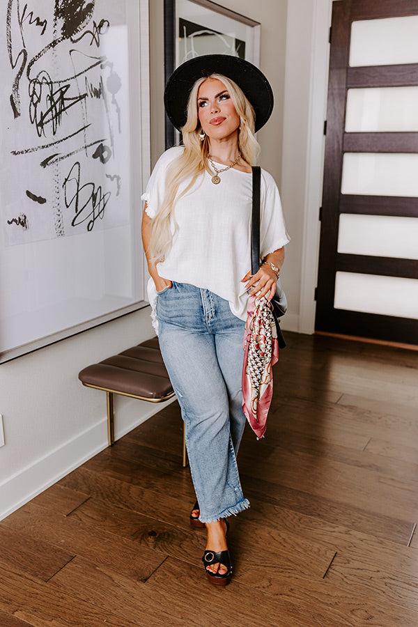 Open Book Frayed Shift Top In Ivory Curves Product Image