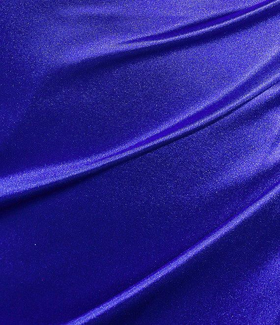 Midnight Doll Crystal Satin V-Neck Spaghetti Strap Side Slit Dress Product Image