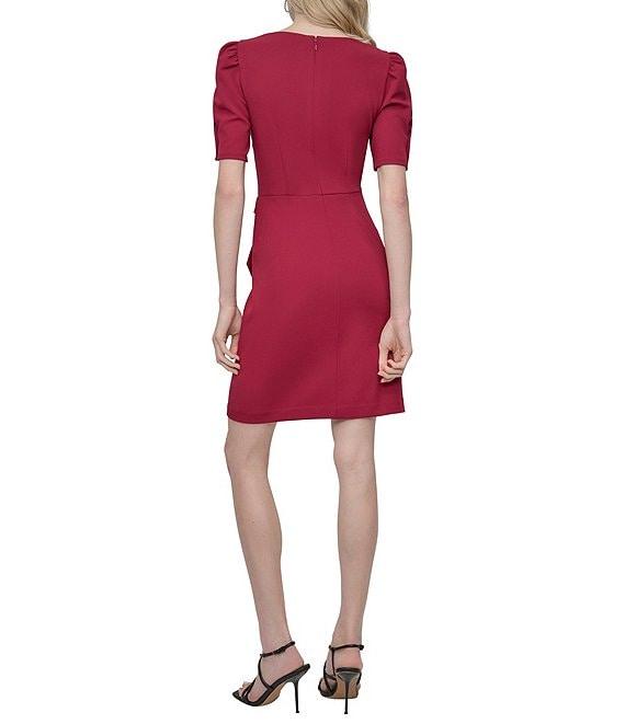 DKNY by Donna Karan Short Sleeve Faux Wrap Suba Crepe Dress Product Image