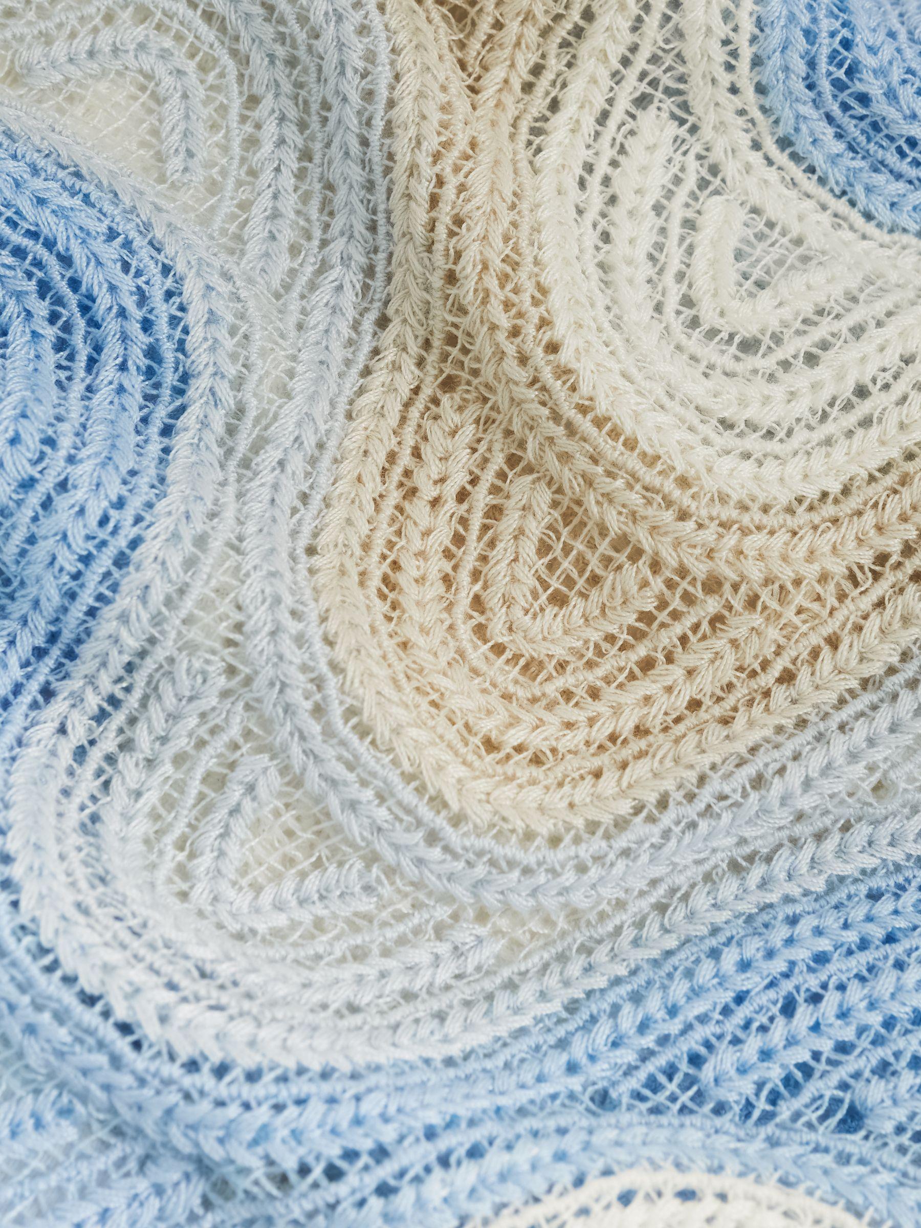 Wave Crochet Cuban Collar Shirt in Blue Multi Product Image