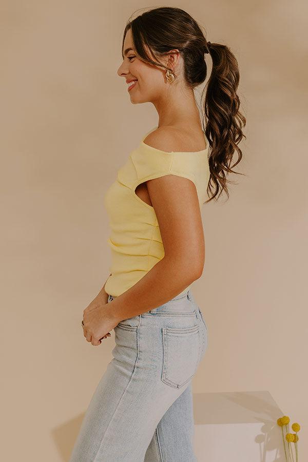 Stylish Staple Asymmetrical Knit Top in Yellow Product Image