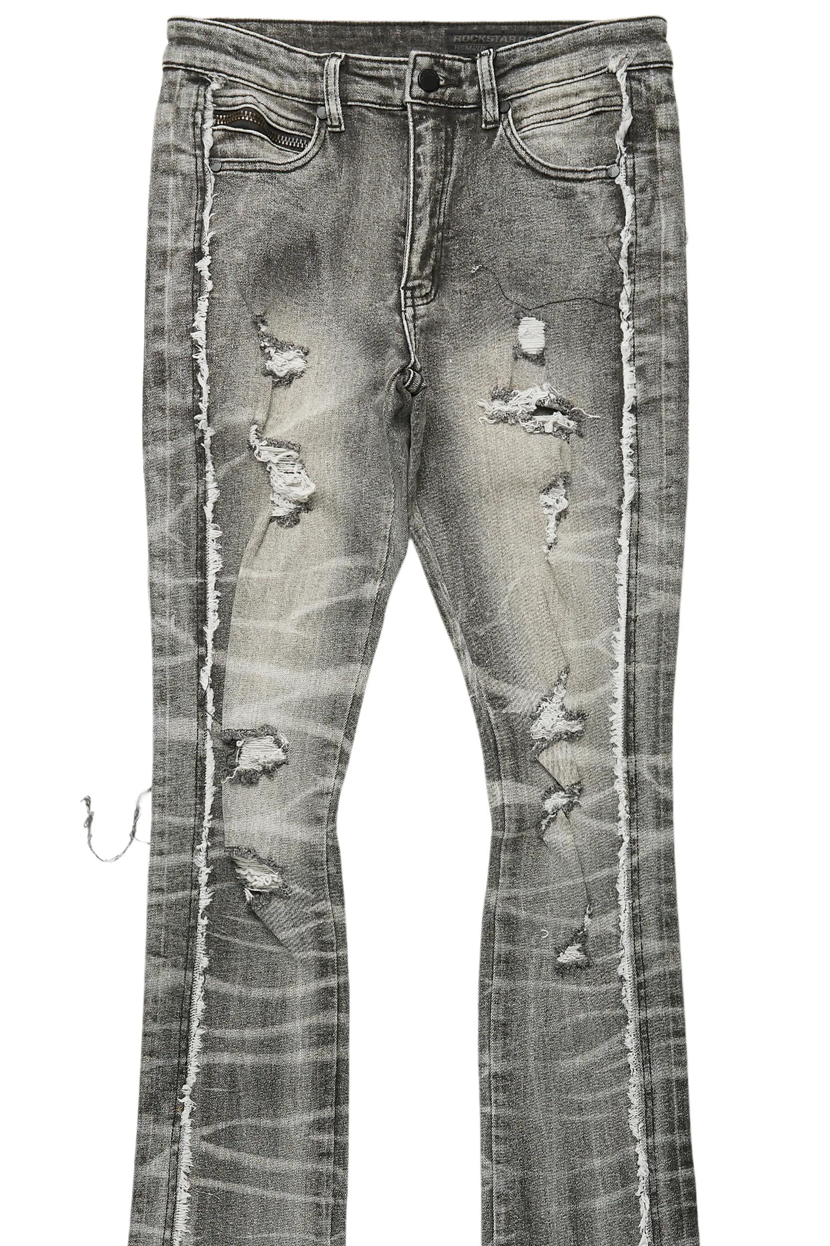 Rugged Black Stacked Flare Jean Male Product Image