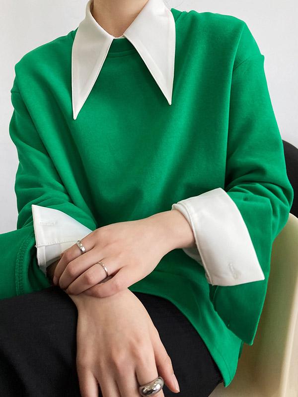 3 Colors Loose Casual Solid Color Split-Side T-Shirt Top Product Image