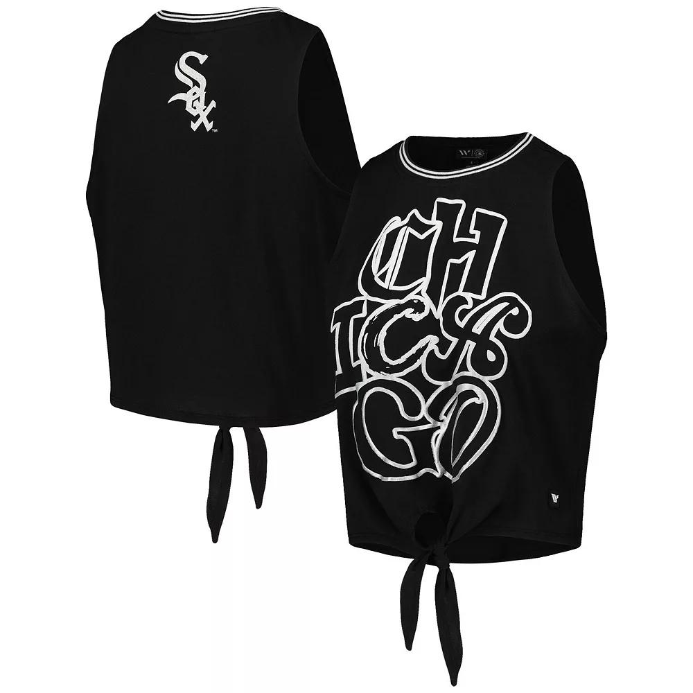 Women's The Wild Collective Black Chicago White Sox Twisted Tie Front Tank Top, Size: 2XL Product Image