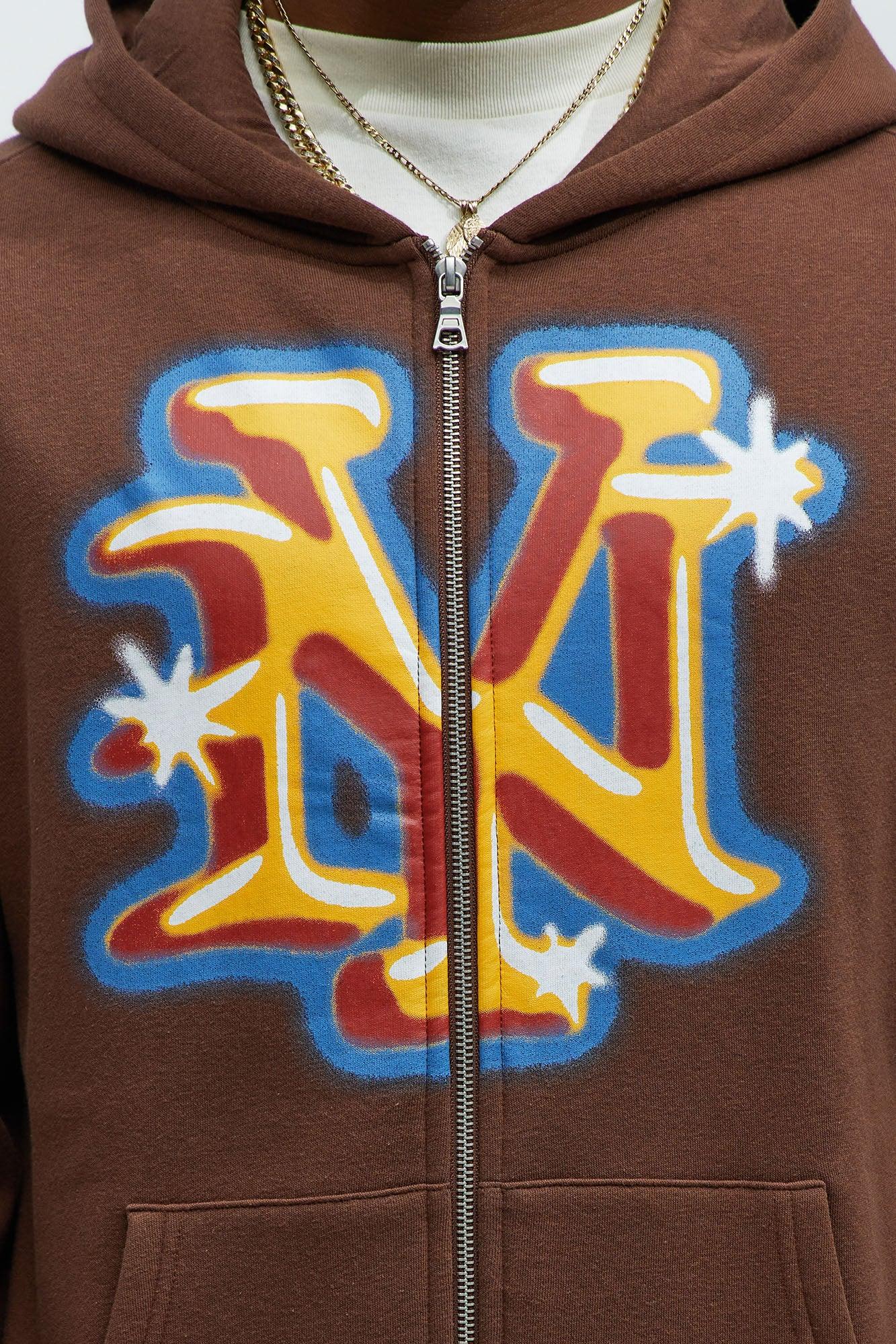 Tyson City of NY Zip Up Hoodie - Brown Product Image