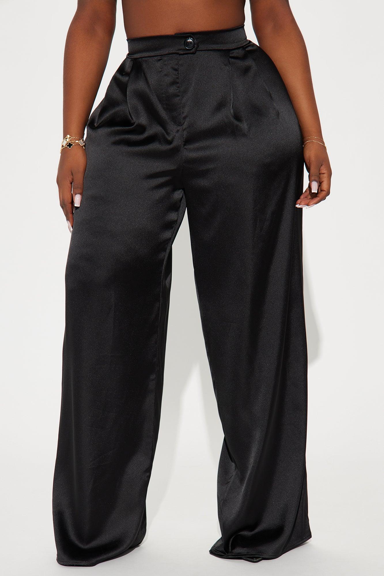 Tone It Down Satin Trouser - Black Product Image