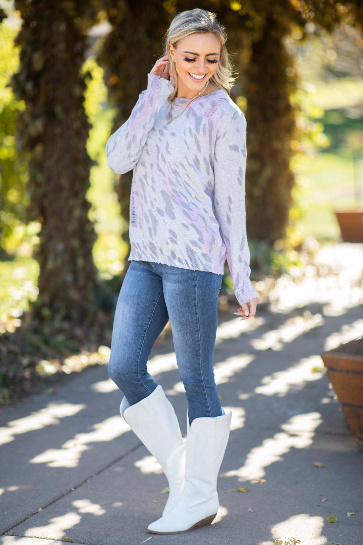 Light Grey and Lavender Animal Print Product Image